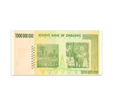 Zimbabwe 1 Billion Dollars 2008_Back