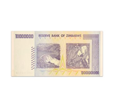 Zimbabwe 10 Billion Dollars 2008_Back
