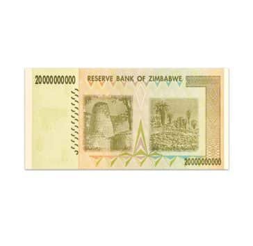 Zimbabwe 20 Billion Dollars 2008_back