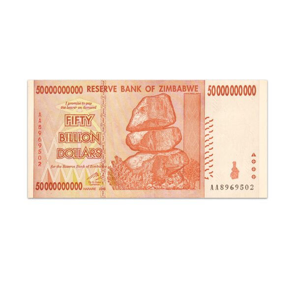 Zimbabwe 50 Billion Dollars 2008_Front