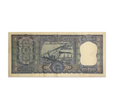 India 100 Rupees 1967 LK Jha Diamond Issue_Back