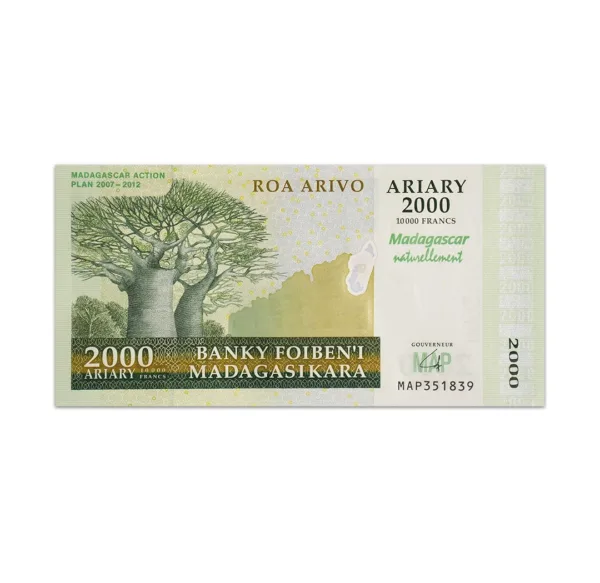 Madagascar 2000 Ariary 2007 Commemorative Banknote_Front