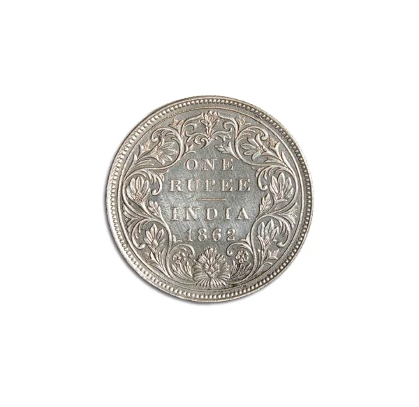 One Rupee 1862 queen Victoria Silver Coin_Front