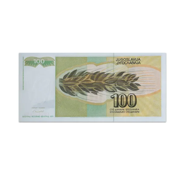 Yugoslavia 100 Dinara 1991_back