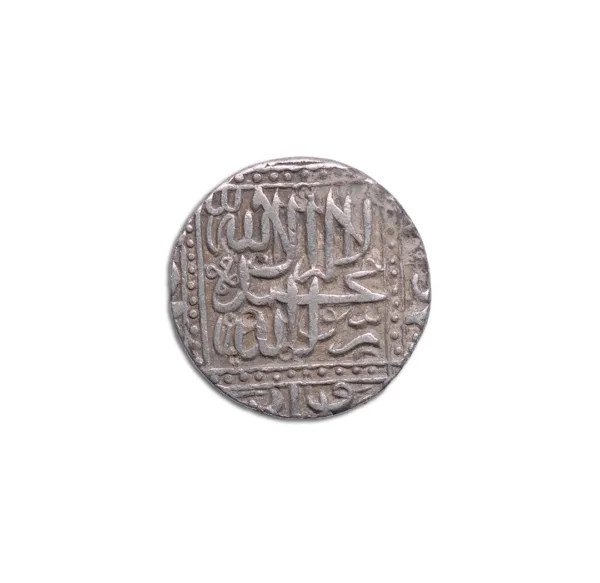 MUHAMMAD AKBAR one rupee Silver Coin Ahmadabad Mint – Year 1575_Front