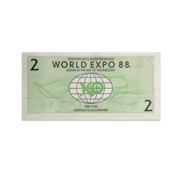 Australia World Expo 1988 2 Dollar Souvenir Note_back