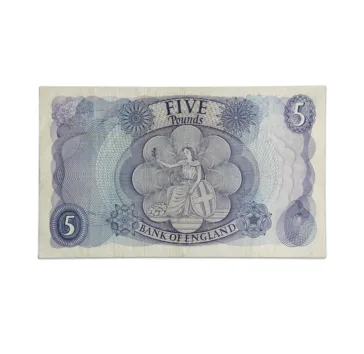 Great Britain Rare 5 Pounds Pounds 1963_Back