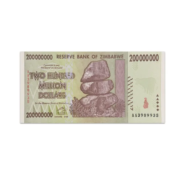 Zimbabwe 200 Million Dollars 2008_Front