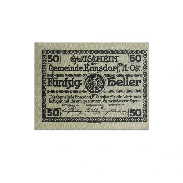 Austria 50 Heller 1920 Municipality of Ennsdorf Notgeld_Front