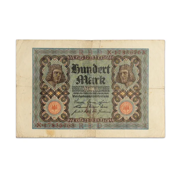 Germany 100 Mark 1920 More than 100 Years Old banknote_Front