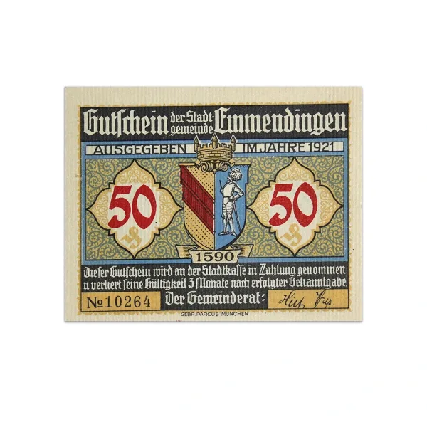 Germany 50 pfenning 1921 City of Emmendingen Notgeld_Front