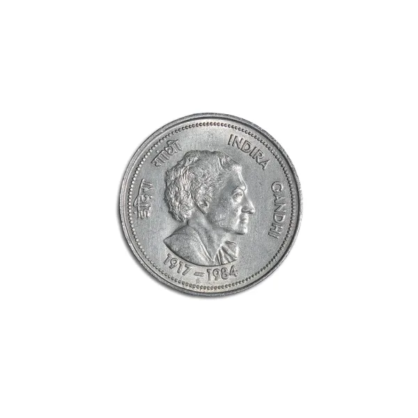 India's first 5 Rupees Indira Gandhi Coin - 1985 Hyderabad Mint_Front