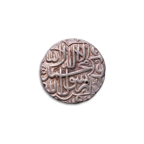 MUHAMMAD AKBAR one rupee Silver Coin Agra Mint – Year 1575_Front