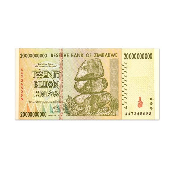 Zimbabwe 20 Billion Dollars 2008_front