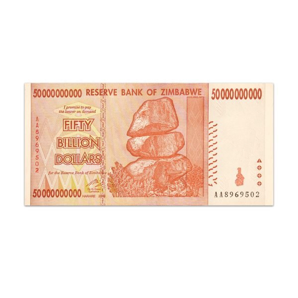 Zimbabwe 50 Billion Dollars 2008_Front